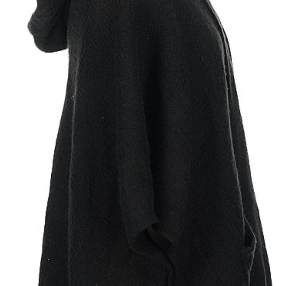 🧤 Calvin Klein Black Knit Poncho with fringe bottom - Picture 4 of 8